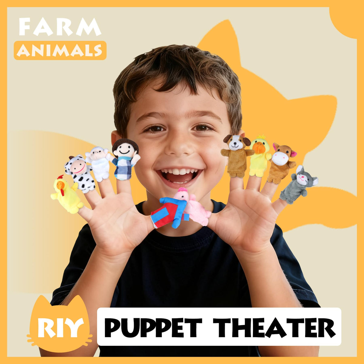 RIY 10Pcs Story Time Finger Puppets - Old Macdonald Had A Farm Educational Puppets Easter Basket Stuffers