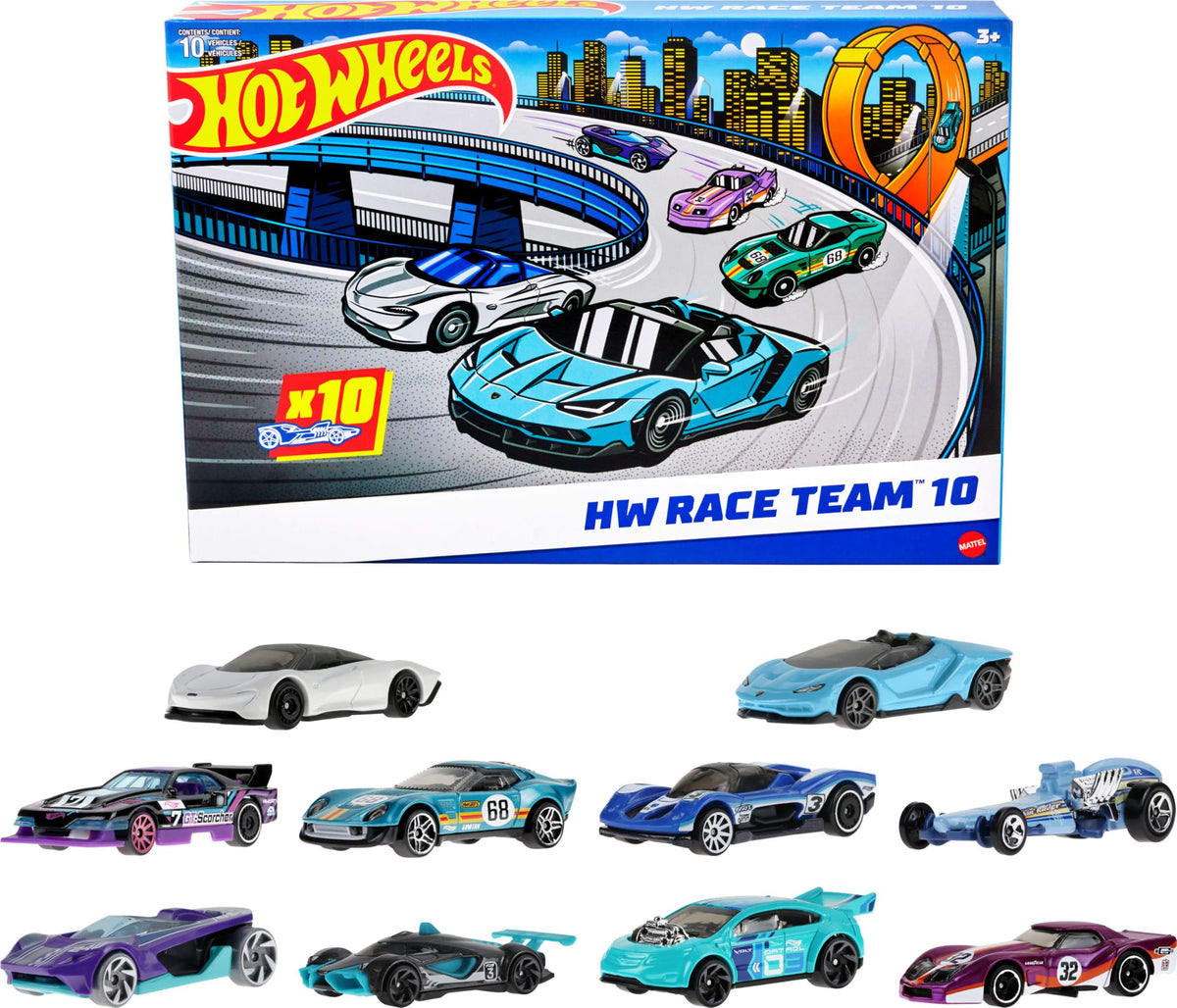 Hot Wheels 10-Pack of Toy Race Cars (Styles May Vary) | Set of 10 1:64 Scale Vehicles,Includes Hot Wheels Originals & Officially Licensed Car​​s (Amazon Exclusive)