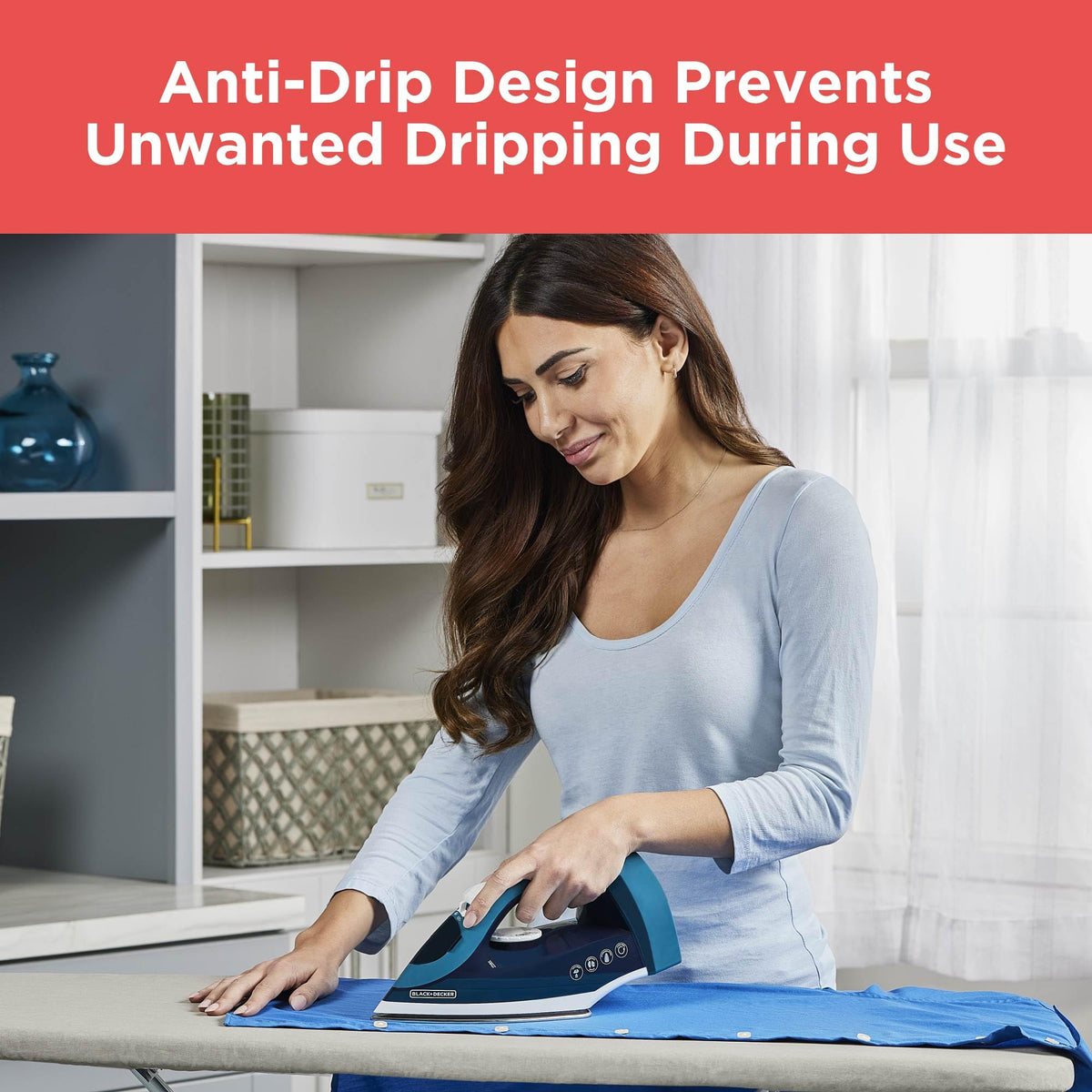 BLACK+DECKER Steam Iron for Clothes with Retractable Cord | Retractable-cord steam iron with anti-drip, vertical steam, auto clean and spray mist for easy ironing.