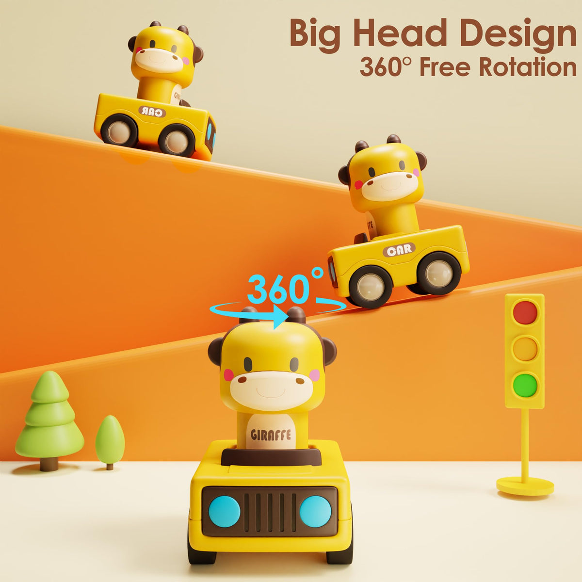 iPlay, iLearn Baby Press to Go Car Toys for Toddlers 1-3, 1 Yr Old Boy Gift | Infant Play Vehicle Set, Push Go Friction Car, Montessori Toy for 6-9-12-18 Months, 1st Birthday Gifts for 1-2 Years Old Girl