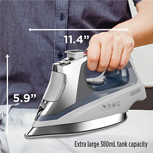 BLACK+DECKER Allure Professional Steam Iron for Clothes | Powerful steam iron with stainless soleplate, precision tip, vertical steam and automatic shutoff.