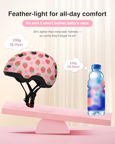 Toddler Helmet,Adjustable Dial Fit Baby Infant Bike Helmet for Ages 1-6 | CPSC,45-54cm,Lightweight,12 Vents,2 Washable Liners,PC+EPS,for Bike/Scooter/Tricycle, with Dust Bag