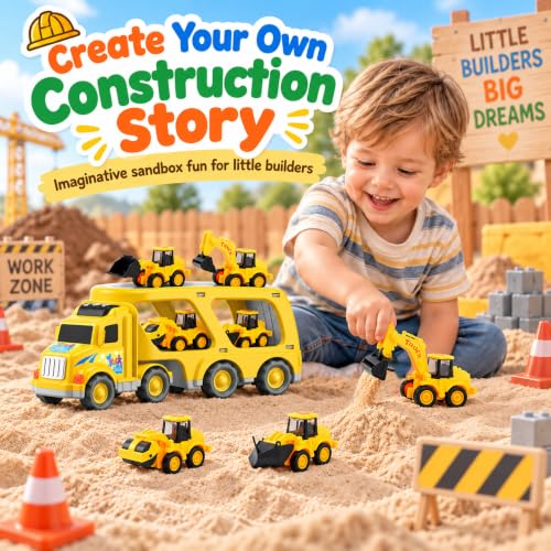 Veslier Construction Truck Toys for Boys Girls Age 3 4 5 6 Years Old，Carrier Transport Trucks for Kids 3-4 3-5 Year Old，Christmas Birthday Gift Toddler Toys.