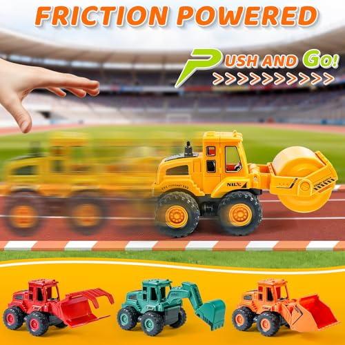 Beestech Construction Truck Toys for 3 4 5 Year Old Boys Toddler | Friction Powered Truck Toys，Sandbox Vehicles ，Sand Toys ，Durable ABS Plastic， Moving Claws （Colorful 4 Pack）