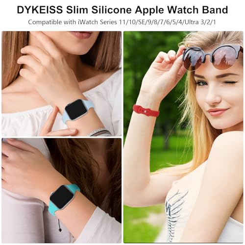 Thin Sport Silicone Slim Band Compatible with Apple Watch Bands Women Men | Soft Narrow Strap Wristband for iWatch 38mm 40mm 41mm 42mm 44mm 45mm 46mm 49mm Series 11/10/9/8/7/SE/6/5/4 Ultra 3 2 1