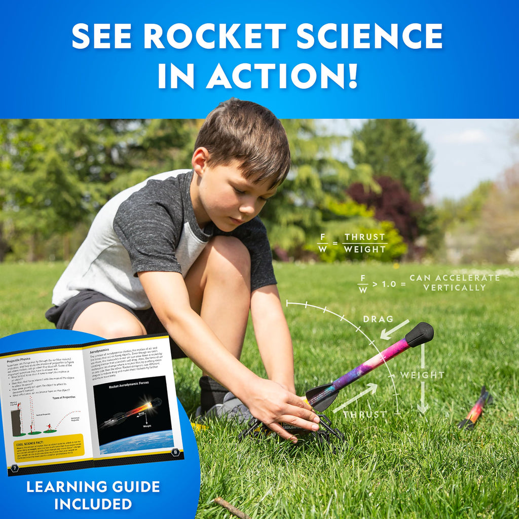 National Geographic LED Air Rocket Launcher Toy for Kids Ages 8-12 | Launches Up to 100 Feet, Air Powered, Foam-Tipped Rockets, Outdoor STEM Toy, Light-Up Rocket, Birthday Gift