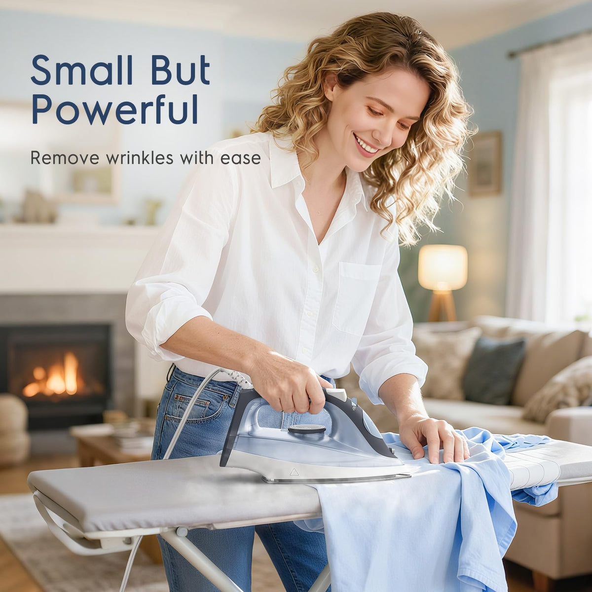 BEAUTURAL Compact Steam Iron for Clothes with Non-Stick Soleplate, Blue | Burst of Steam, Spray Mist, Self-Cleaning, Anti-Calcium, Anti-Drip, Easy Temperature Control, Light Weight, 1200 Watts