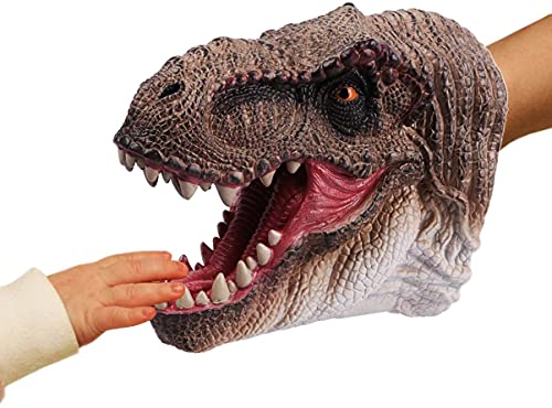 Tyrannosaurus Rex Dinosaur Hand Puppet Toy, Dino Figure Puppets | Battle T-Rex Head Party Role Play Games for Kids, Realistic Dinosaur Soft Rubber Bathing Toys for Boys Girls Gift 3-12