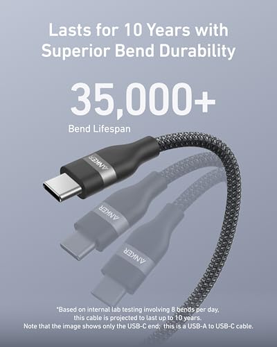 Anker Nano USB A to USB C Cable, CarPlay USB to USB C Cable (3 ft, Balck) | Upcycled-Braided Cord for CarPlay, iPhone 17 / 16 Series, Samsung Galaxy Note20, and More