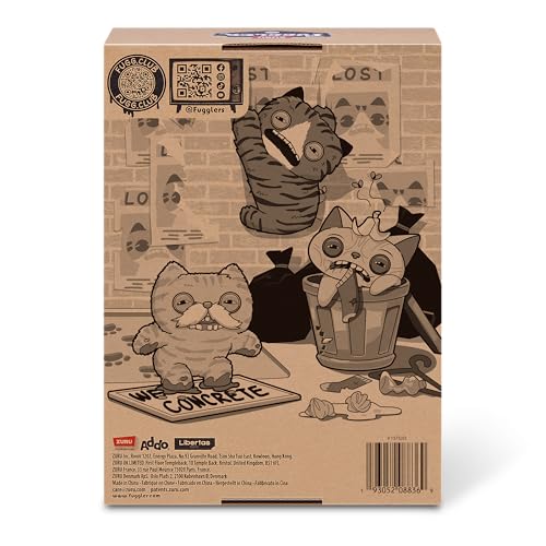 Fuggler Alley Cats 9-Inch Plush Toy (Cheezee) Grey by ZURU – Funny Ugly Monster Stuffed Animal with Human-Like Teeth, Collectible Plush for Kids, Tweens, Teens, Adults & Cat-Loving Weirdos