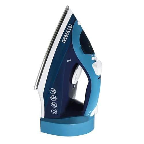 BLACK+DECKER Steam Iron for Clothes with Retractable Cord | Retractable-cord steam iron with anti-drip, vertical steam, auto clean and spray mist for easy ironing.