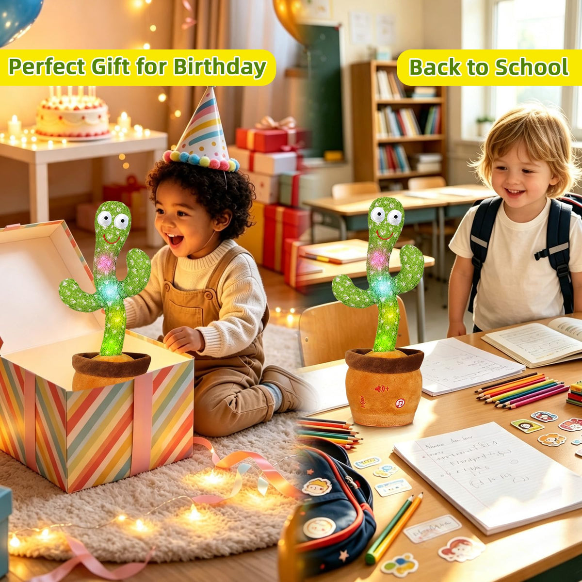 Emoin Talking Cactus Toy, Interactive Toys Dancing Cactus Toy Mimicking Repeating What You Say, Toddler Infant Baby Toys Gifts for 6 7 8 9 10 Month Old Baby Toys for 1 2 3 Year Old Boy Girl