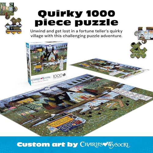 Buffalo Games - Charles Wysocki Know It All - 1000 Piece Puzzle for Adults | Story-Rich Folk Art Village Scene, Precision-Cut Snap Fit, Poster Included, 1000 Piece Puzzle for Adults, Jigsaw Puzzles