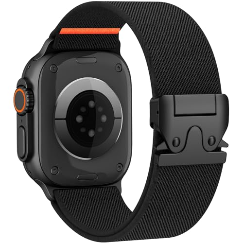 Elastic Sport Band for Apple Watch Ultra 4/3/2 Band 49mm 46mm 45mm 44mm 42mm 41mm 40mm Men, Adjustable Parachute Buckle Nylon Fabric Wristband for iWatch Series 12 11 10 SE 9 8 7 6 5 4 3