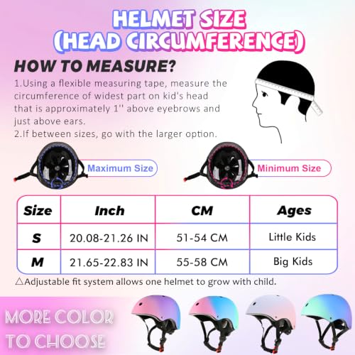 LOKJIJI Adjustable Kids Bike Helmet for Girls Boys Youth, Color Gradient Kids Protective Helmets for Multi-Sports Bicycle Cycling Skateboard Scooter Skating