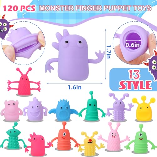 Booson 80 PCS Finger Puppets Toys Cute Monster Finger Puppets | Soft Rubber Stretchy Fidget Doll Toys for Role Playing Birthday Kids Party Favors, 14 Random Styles