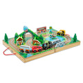 Melissa & Doug Take-Along Railroad Wooden Tabletop Play Set | 17 Pieces, Portable Playset, Railroad Pretend Play, 3 Trains, 1 Truck, Animals, Preschool Learning Toys for Kids, Ages 3+