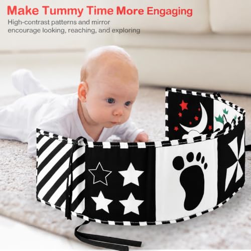 URMYWO Black and White Baby Toy, Tummy Time High Contrast Newborn Toys | Visual Stimulation Soft Baby Book, Brain Development Montessori Sensory Infant Mirror Toy 0-6-12 Months, Boy Girl Shower Gift