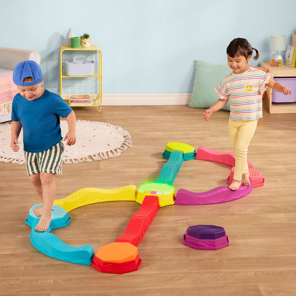 B. toys Balance Beam Set, Musical Wavy Beams & Sensory Stones | Balance & Groove Set with 8 wavy beams, 5 sensory stones, and 1 musical stepping stone for indoor or outdoor play, 3+ Years