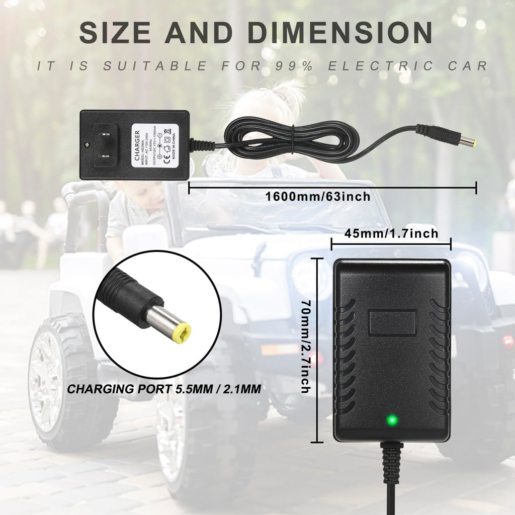 12V Kids Charger for Ride On Car, 12V Various Electric Ride-on Toys Car Battery Charger，12 V Universal Kids Riding Toy Chargers