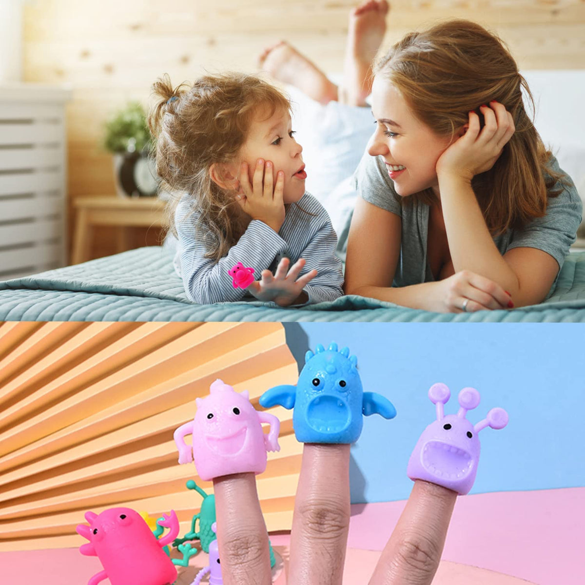 20 PCS Cute Monster Stretchy Finger Puppets Fidget Toys | Soft Rubber Finger Doll Toys for Role Playing,Party,Christmas,Easter Halloween Party Favors