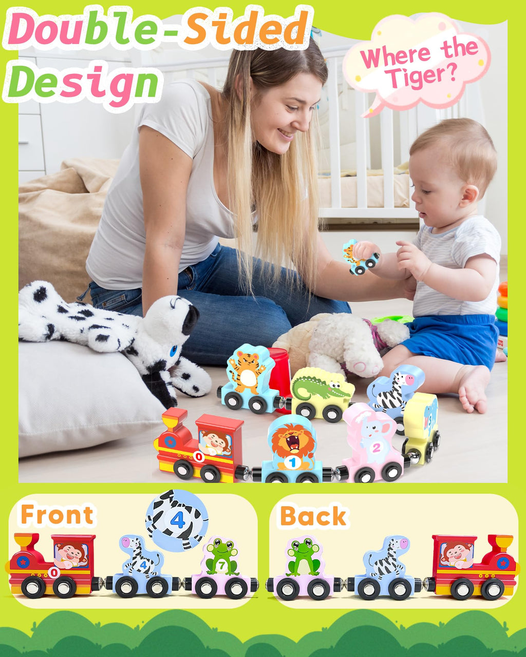 11 Pcs Magnetic Train Set Montessori Toy for Toddler, Animal Birthday Gifts | Montessori Toys, Toddler Toy 2-3, Boys Girls Birthday Gifts, Preschool Learning Toy, Wooden Sensory Toys, Toddler Activities