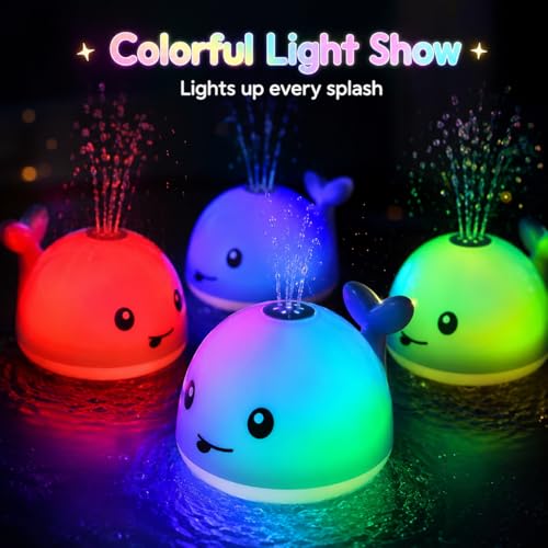 Gigilli Baby Bath Toys, Light Up Pool Water Bathtub Toy for Toddlers Babies | Bath Toys for Kids Boy Girl Gifts, Whale Bath Toy Sprinkler, Birthday Fountain Toy