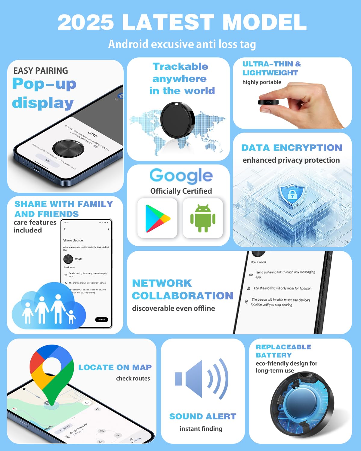 Air Tags for Android,Air Tags-4 Pack Android,Android Tracker Tags,2 Year Battery Life,Google Find Trackers for Google'S Find Hub App,IP65 Waterproof Luggage Tracker Android for Keys,Wallets,Suitcases
