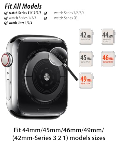 Nylon Loop Sport Band Compatible with Apple Watch Bands 44mm 45mm 46mm 49mm 42mm for Women Men, iWatch Wrist Straps for Ultra 4 3 2, Se, Series 12 11 10 9 8 7, Breathable, Soft Band Ideal for Outdoor
