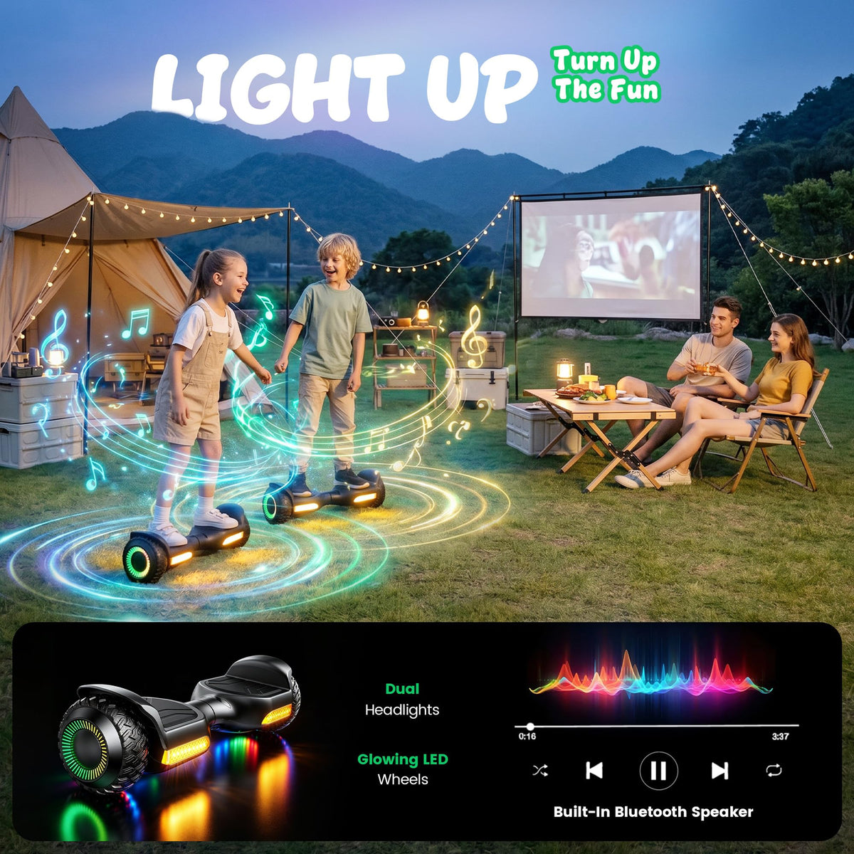 Gyroor Hoverboard G13 All-Terrain Off-Road Bluetooth LED Lights for Kids | UL 2272 Certified, 6.5" All-Terrain Tires, Dual 250W Motors hoverboard for Kids Ages 6-12 & Adults, Birthday & Holiday Gift