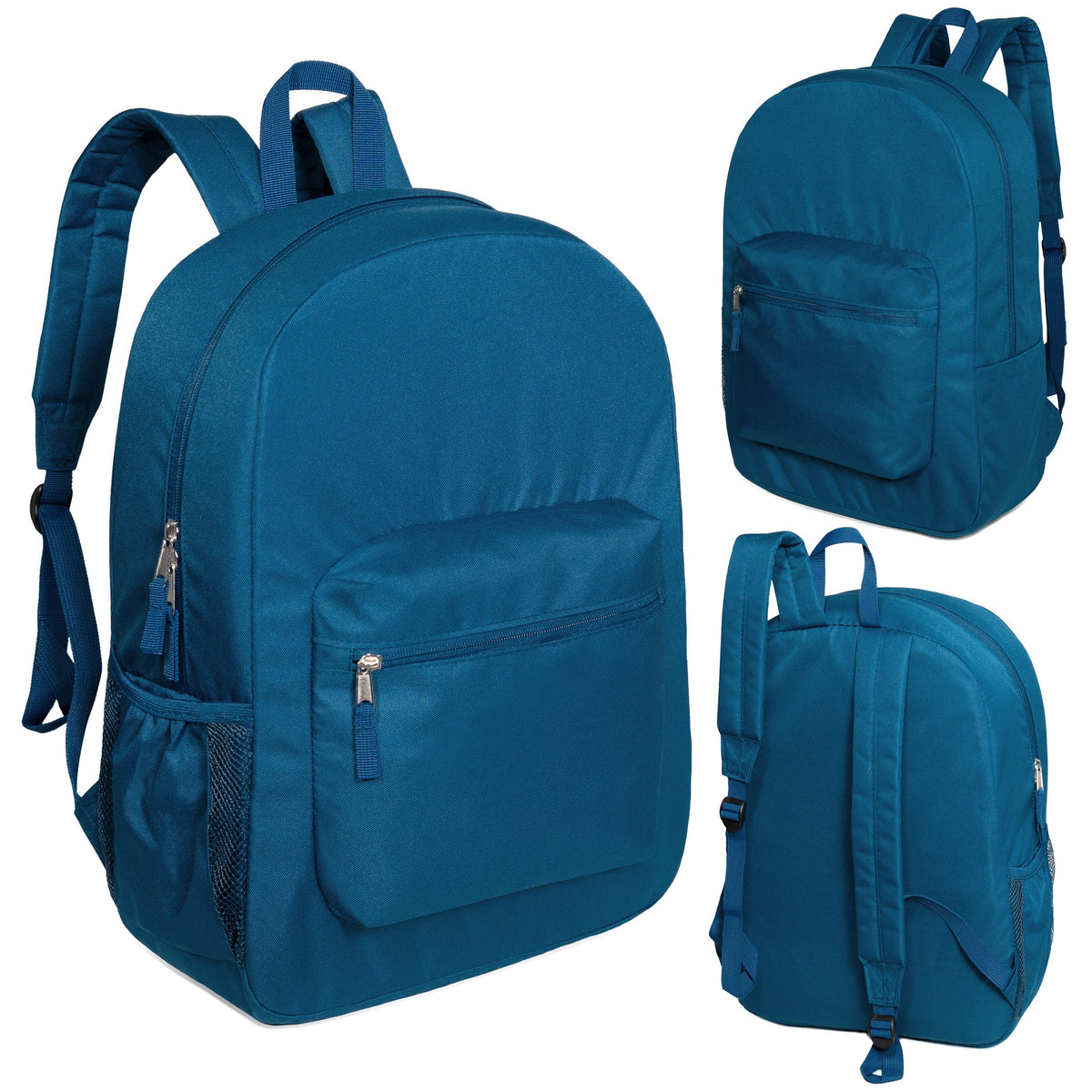 17" Premium Wholesale Padded Back Backpacks  in 8 Assorted Colors - Bulk Case of 24 Bookbags