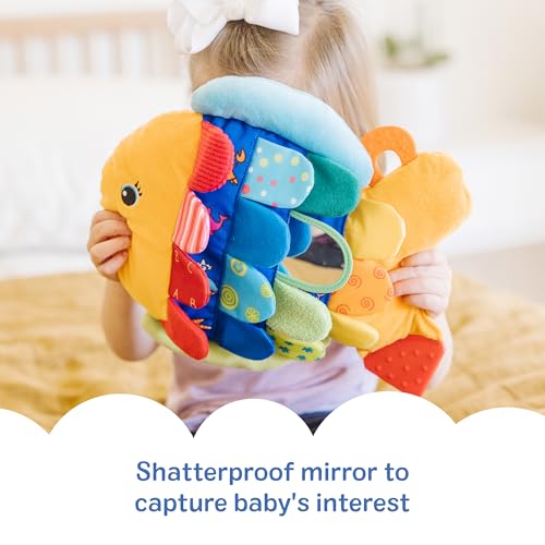 Melissa & Doug K’s Kids, Flip Fish Stuffed Animal, Soft Baby Book, Multi-Textured Squeaking & Crinkling Infant Sensory Toys for Babies with Baby Mirror, Tummy Time Toys for Infants Ages 0–9 Months