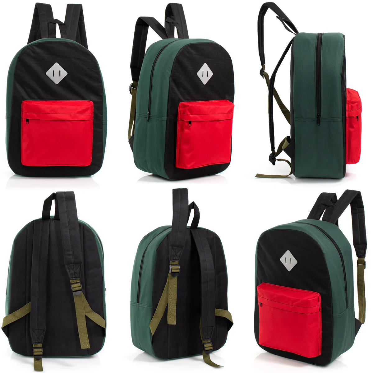 17" Kids Wholesale Backpacks in 5 Assorted Prints & Colors with a Padded Back - Bulk Case of 24 Bookbags