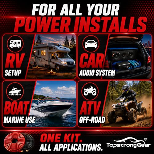4 Gauge Amp Wire Kit, 4 CCA AWG Amplifier Wiring Kit for Subwoofer Speaker | Car Audio Amp Install Kit with 20ft Power Ground Battery Cable, RCA Cables, Fuse Holder, Speaker Wire, Turn On Wire
