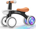 Umatoll Baby Balance Bike Toy for 1 Year Old Boy Girl, First Birthday Gift | 12-24 Months Toddler First Ride on Toys, Colorful Lighting Rear Wheels, Adjustable Seat Baby Walker, Basket