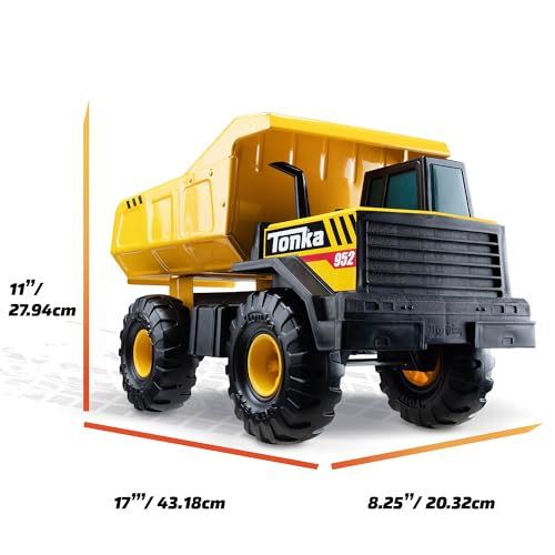 Tonka Steel Classics Mighty Dump Truck - Made with Steel & Sturdy Plastic, Yellow Toy Construction Truck, Boys and Girls, Kids, Toddlers, Ages 3+