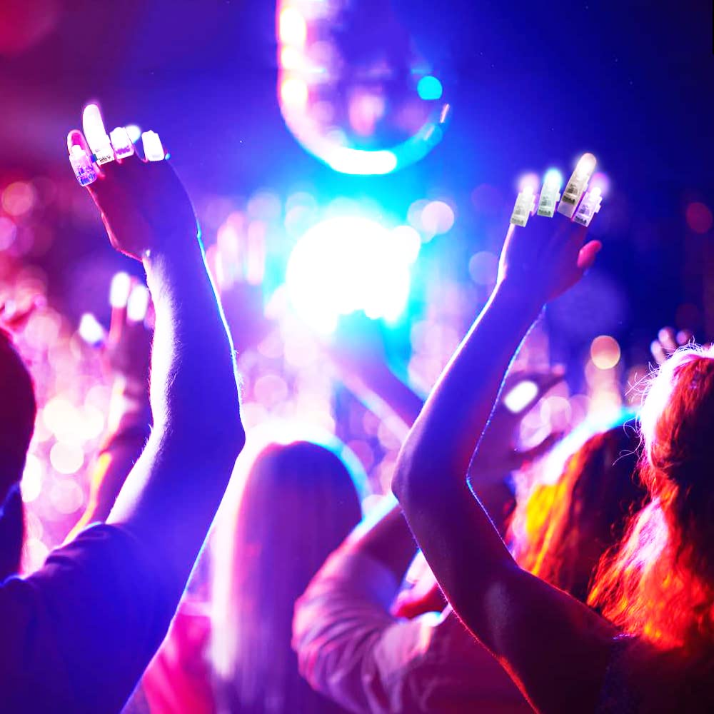 Novelty Place LED Party Finger Lights - LED Finger Flashlight for Kids and Adults - Light Up Finger Ring Toys for Halloween Party, Raves, Concert Shows (40Pcs, White)
