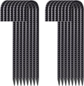 FEED GARDEN 12 Inch Rebar Stakes 16 Pack, Heavy Duty J Hook Ground Stakes | 5/16" Black Coated Ribbed Steel for Strong Soil Grip, Ideal for Fences, Tents, Canopies, Swing Sets & Outdoor Decorations