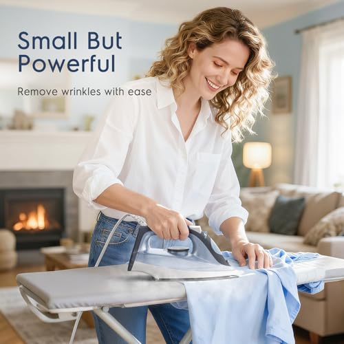 BEAUTURAL Compact Steam Iron for Clothes with Non-Stick Soleplate, Blue | Burst of Steam, Spray Mist, Self-Cleaning, Anti-Calcium, Anti-Drip, Easy Temperature Control, Light Weight, 1200 Watts
