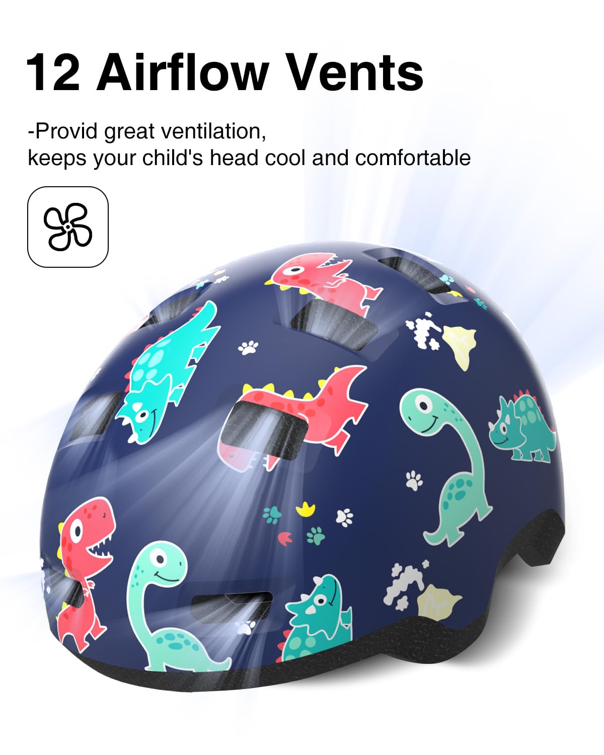 Toddler Helmet,Adjustable Lightweight Baby Infant Bike Helmet for 1-6 Year | CPSC,45-54cm,12 Vents,220g,Dial Fit,2 Washable Liners,with Dust Bag,PC+EPS,for Bike/Scooter/Tricycle