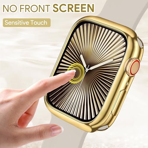 JR.DM 40mm Soft Flexible TPU Case Compatible for Apple Watch Series 6/5/4/SE Touchable Screen Lightweight Anti-Scratch All-Around Protector Thin Guard Shockproof Cover Shiny Bumper for iWatch, Gold