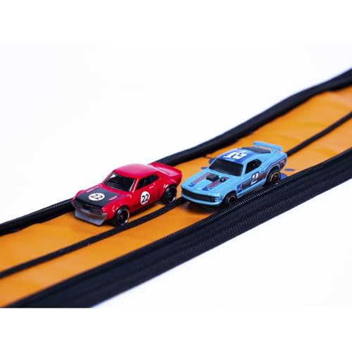 Hot Wheels ZipBin Wheelie Track Pack - Portable Toy Car Storage, Ages 3+ | Unzips Into 35.5in Racetrack Play Mat, Holds 100 Cars, Circle Tire Design with Carrying Handles for Travel, Ages 3+