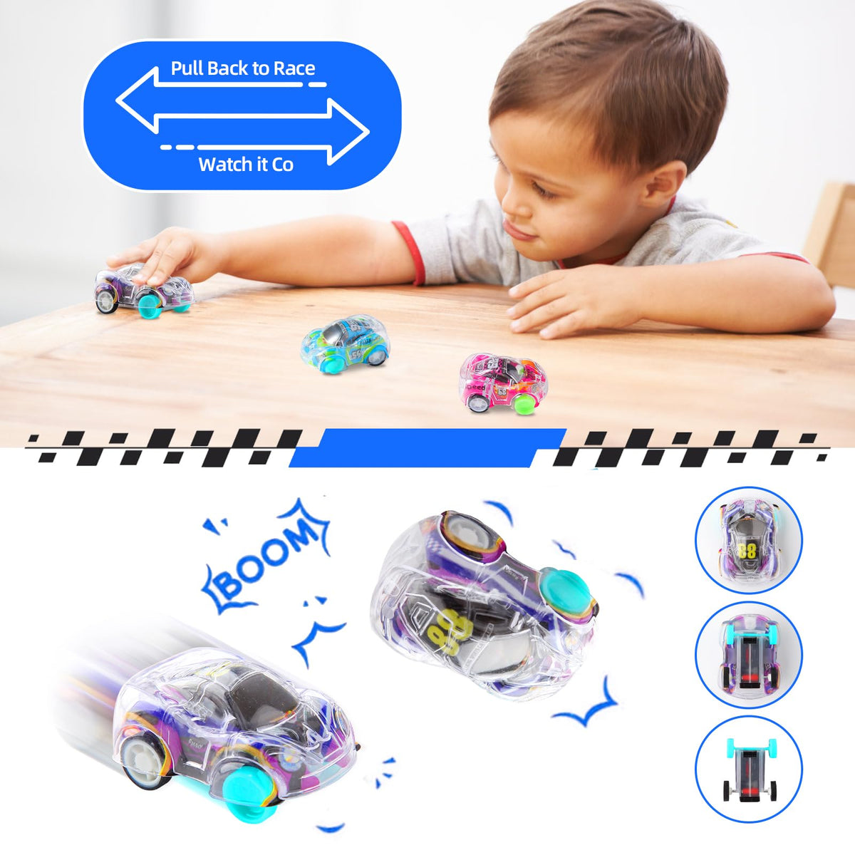Benzem 50 Pcs Mini Pull Back Cars Set, Pull Back Racing Vehicles for Kids, Bulk Toys Party Favors Treasure Box, Classroom Prizes, Pinata Fillers,Goodie Bag Stuffers for Boys Girls