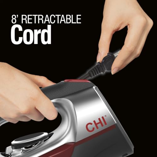 CHI Steam Iron for Clothes with Vertical Steam Burst, 8" Retractable Cord