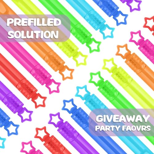 32 Pcs 8 Colors Neon Mini Star Bubble Wand, Party Favors for Kids | Bulk in Gift Box as Classroom Giveaways, Carnival Prizes, Goody Bag Stuffers, Birthday Treats, Party Supplies Toy For Toddler