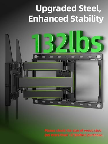 USX Mount Full Motion TV Wall Mount for 42-90 inch TV Holds up to 132lbs | TV Mount Bracket Dual Swivel Articulating Tilt 6 Arms, Max 16" Wood Studs, VESA 600x400mm, Fits 55/65/75/85/86"