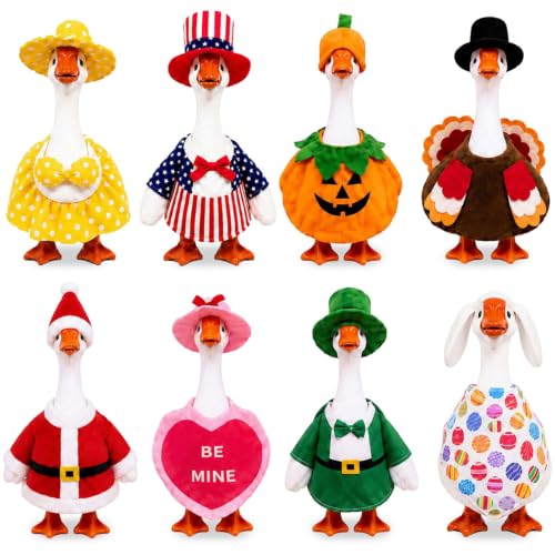 Funle 7 Inch Desk Goose Outfits, 8-Pack Seasonal Holiday Clothes | Mini Desk Goose Outfits for Multiple Holidays, Halloween, Thanksgiving & Christmas, Desk Decor, Gifts for Goose Lovers