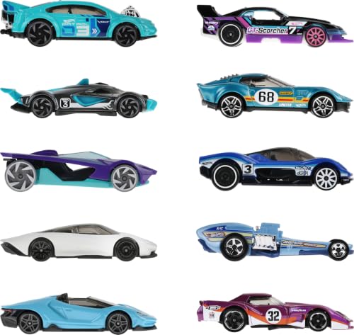Hot Wheels 10-Pack of Toy Race Cars (Styles May Vary) | Set of 10 1:64 Scale Vehicles,Includes Hot Wheels Originals & Officially Licensed Car​​s (Amazon Exclusive)
