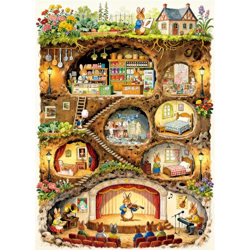 HUADADA Puzzles for Adults 1000 Pieces-Rabbit House Puzzles | Gifts for men women,Family Games,Eco matte oil print,eye strain relief,tight puzzle piece fit,vibrant colours