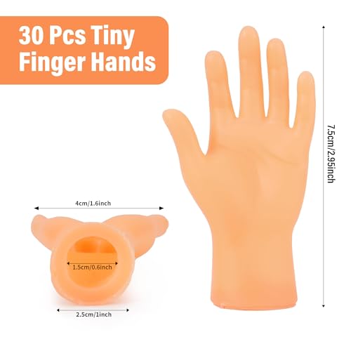 30 Pcs Tiny Finger Hands, Mini Fingers Funny Hand Puppets for Parties | Miniature small hands for finger puppet shows, gag performances, cute little hand fingers, party favors and novelty fun
